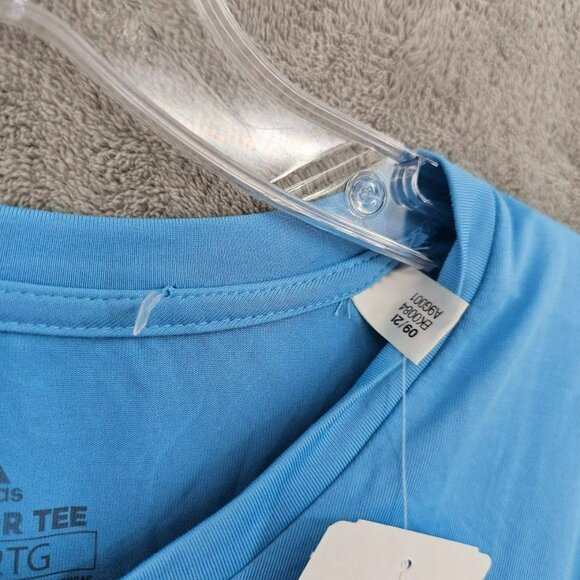 Adidas Creator Tee 2XL Light Blue White Short Sleeve Aeroready Logo EK0084 New - Picture 5 of 11